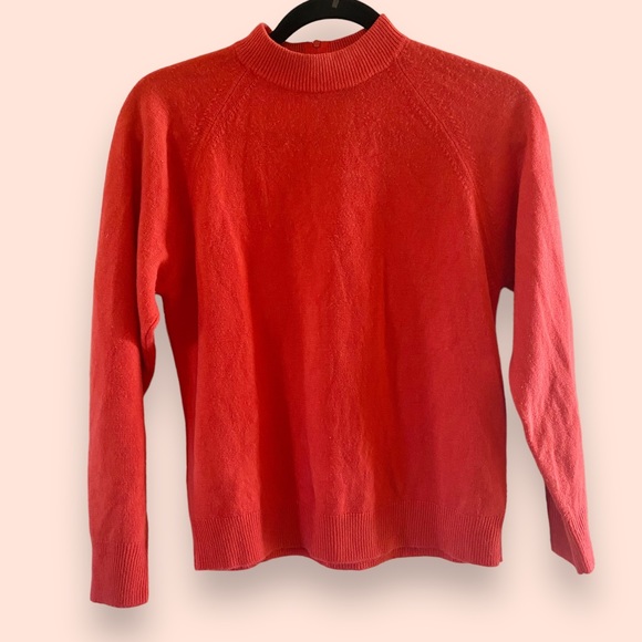 Vintage Designers Originals Tomato Red Acrylic Zip Back Sweater SZ S - Picture 1 of 5